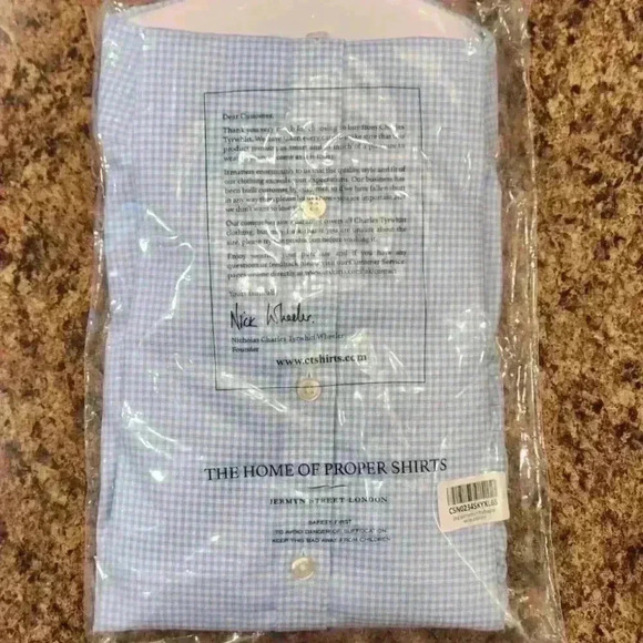 Charles Tyrwhitt Sky Blue Gingham Checked Slim Fit Soft Washed Stretch Shirt - Picture 4 of 4